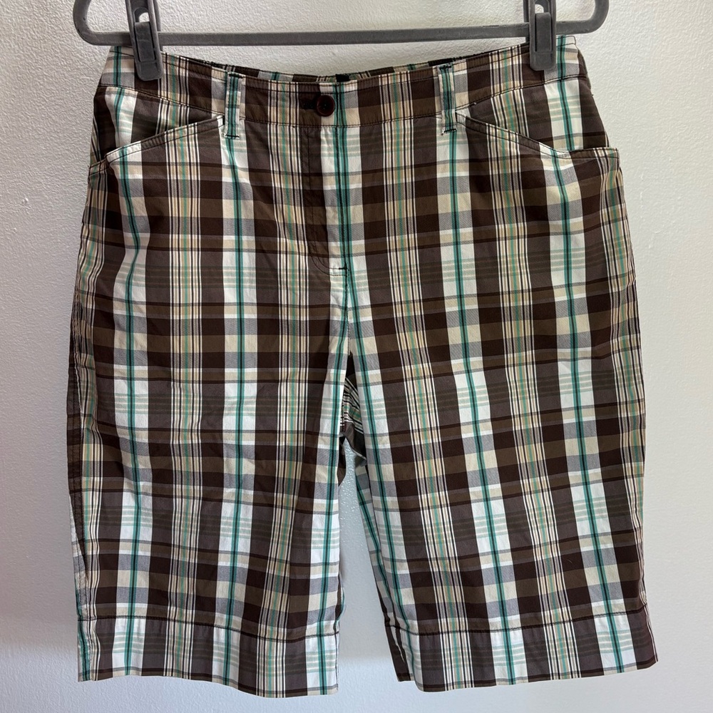 Jones New York Brown Plaid Bermuda Shorts 10